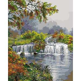 Waterfall BNML Numbers Forest Landscape 16X20 Inches Frameless With Brushes And Paints Diy Digital Painting Toys Games New Year