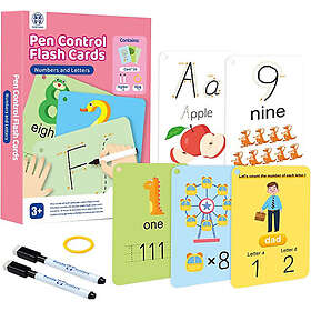 Panda Juniors Pen Control Dry Erase Numbers & Alphabet Flash Cards for Kids Ages 3-5 Write and Wipe ABC Letter Tracing Practice Card for Kin