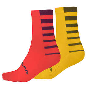 Endura Socks Coolmax Stripe Socks Twin Pack Röd l-xl