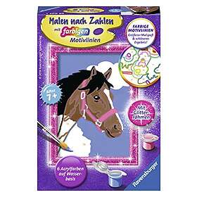 Ravensburger Malen nach Zahlen 29607 Pferd Kinder ab 7 Jahren: Mit Glitter-Rahmen