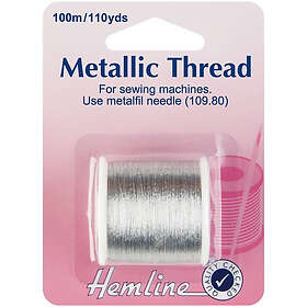 Hemline H242.S Silver Metallic Sewing Machine Thread 100m Use Metalfil Needle