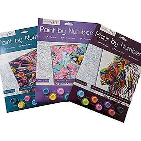 Set alls Paint By Numbers Acrylic Paints 2 Designs per Pack A4 Size PEACOCK/SUNF