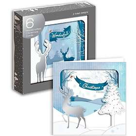 Square 6 Handcrafted Christmas Xmas Greeting Cards 2 Foiled Designs High Quality