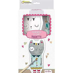 Avenue Mandarine Ref PP033C Friends to Paint Painting Kit Huguette the Cat 24cm Printed Cotton Animal, Full Instructions Supplied, Suitable 