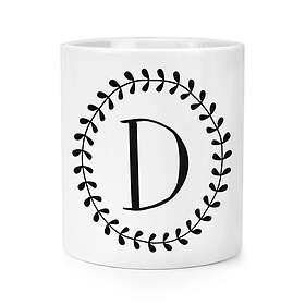 Coloring Book Letter D Floral Wreath Alphabet Makeup Brush Pencil Pot Flowers