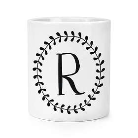 Coloring Book Letter R Floral Wreath Alphabet Makeup Brush Pencil Pot Flowers
