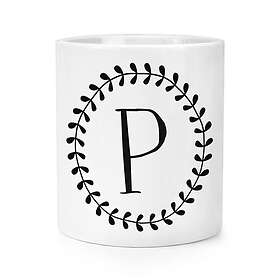 Coloring Book Letter P Floral Wreath Alphabet Makeup Brush Pencil Pot Flowers