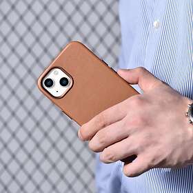 iCarer icer Case Leather Genuine Äkta Cover Läder for Brun iPhone 14 Plus Brown 