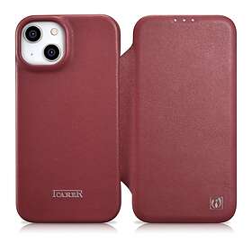 iCarer CE Premium Leather Folio Case for Läder iPhone Röd 14 Plus Magnetic MagSafe Red (WMI14220715-RD)