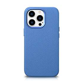 iCarer litchi Premium leather case iPhone 14 Pro Ljusblå Magnetic with magSafe light blue (WMI14220710-LB)