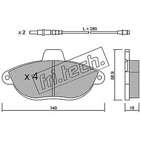 Bromsbeläggssats, skivbroms fri.tech. 107.0