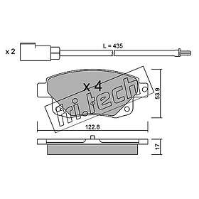 Bromsbeläggssats, skivbroms fri.tech. 697,0