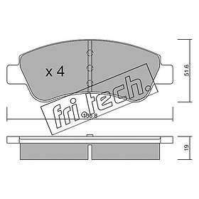Bromsbeläggssats, skivbroms fri.tech. 336,0