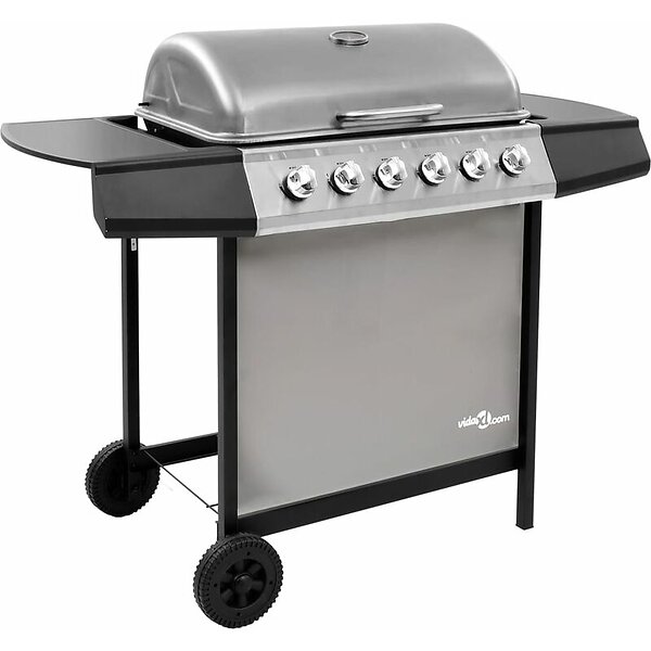 vidaXL Gas BBQ Grill with 6 Burners Black and Silver ...