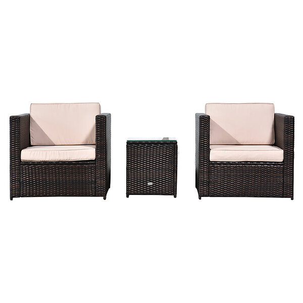Outsunny 3Pcs Patio Rattan Sofa Garden Furniture Set ...