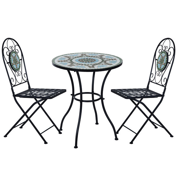 Outsunny 3pc Bistro Set Dining Folding Chairs Patio  ...
