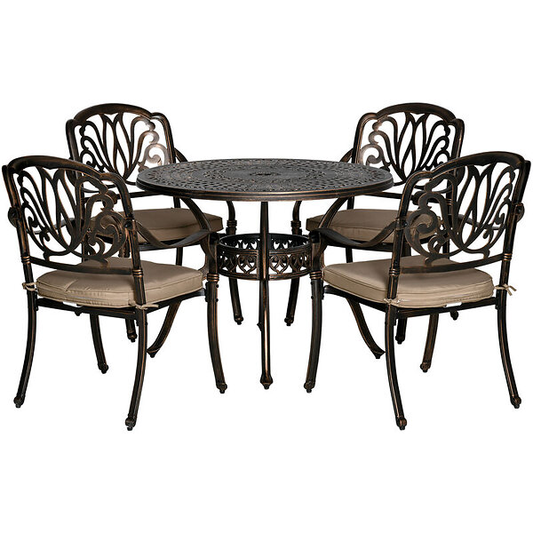 Outsunny 4 Seater Outdoor Dining Set with Cushions P ...