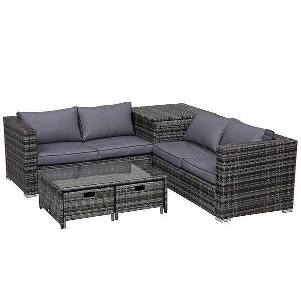 Outsunny 4Pcs Patio Rattan Sofa Garden Furniture Set ...
