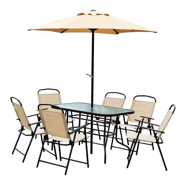 Outsunny 8PC Garden Dining Set Outdoor Furniture Fol ...
