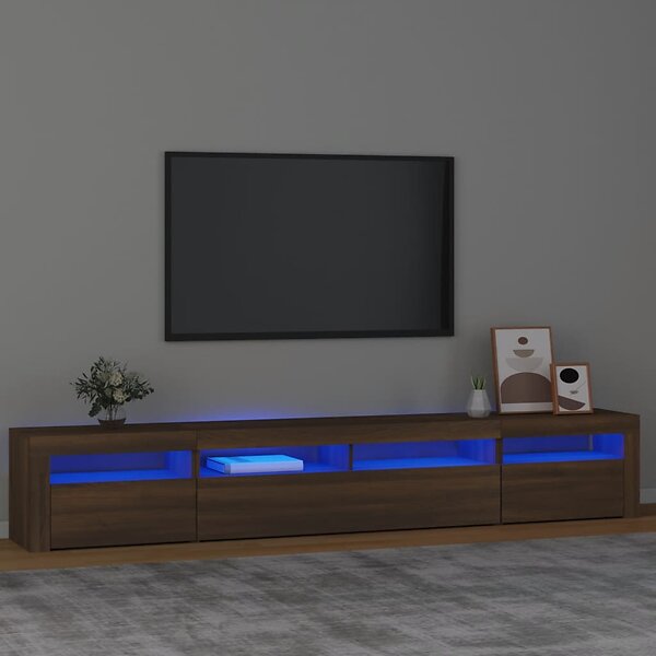 vidaXL Support TV med LED-belysning brun ek 240x35x4 ...