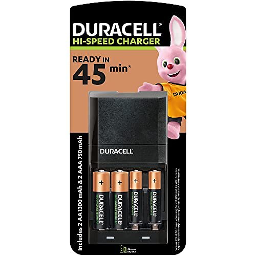 Duracell 45 minutes Battery Charger with 2 AA and 2 AAA