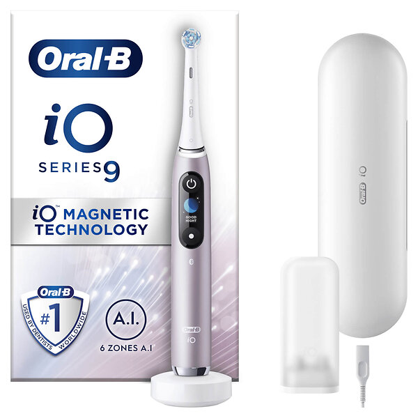 Oral-B iO9 Rose Quartz Electric Toothbrush with Char ...