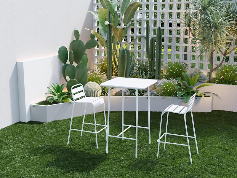 Set Bistrot Vintage Casa.pro - Table Et 2 Chaises Fonte Vert | Pour Jardin, Terrasse | Résistant Intempéries