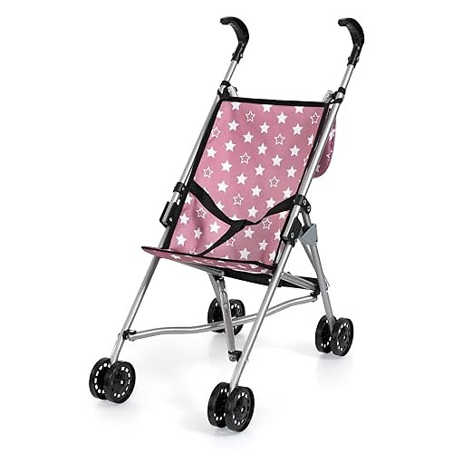 Poussette Poupée Bébé Avec Poupée Posable - Pliable - Roues Doubles - Siège Amovible Lavable - Cadeau Enfant