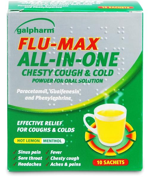Flu-Max All-in-One Chesty Cough & Cold Pulver 10pcs