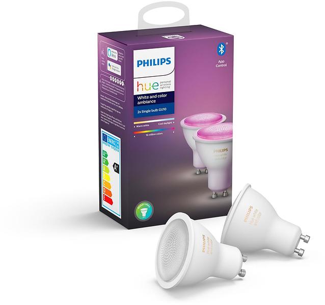 Philips Hue White And Color LED GU10 2000K-6500K +16 million colors 350lm 4,3W 2-pack (Dimbar)