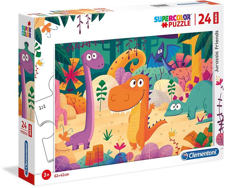 Clementoni Pussel Maxi Kids SuperColor Dinosaurs 24 Bitar