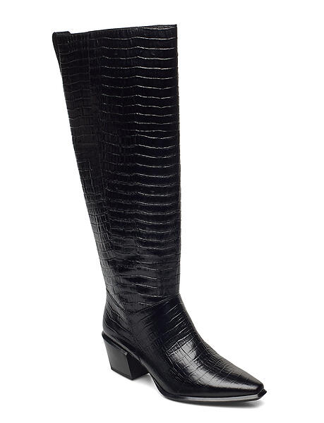 vagabond betsy knee high boot in black croc