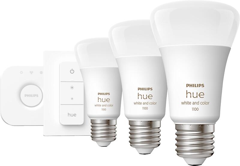 Philips Hue White And Color LED Starter Pack E27 A60 2000K-6500K +16 million colors 1100lm 9W 3-pack