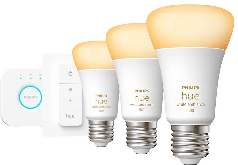 Philips Hue White Ambiance LED Starter Pack E27 A60 2200K-6500K 1100lm 8W 3-pack