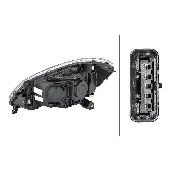 Projecteur principal HELLA 1EL 011 284-521 droit, H15, H7, PY21W, avec Projecteur principal HELLA 1EL 011 284-521 droit, H15, H7, PY21W, avec