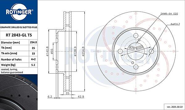 ROTINGER RT 21357-GL T5 Remschijf voor AUDI A8, A7, A6 ROTINGER RT 21357-GL T5 Remschijf voor AUDI A8, A7, A6