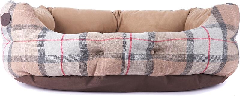 Barbour Luxury Dog Bed 30 Taupe/Pink Tartan (One Size)