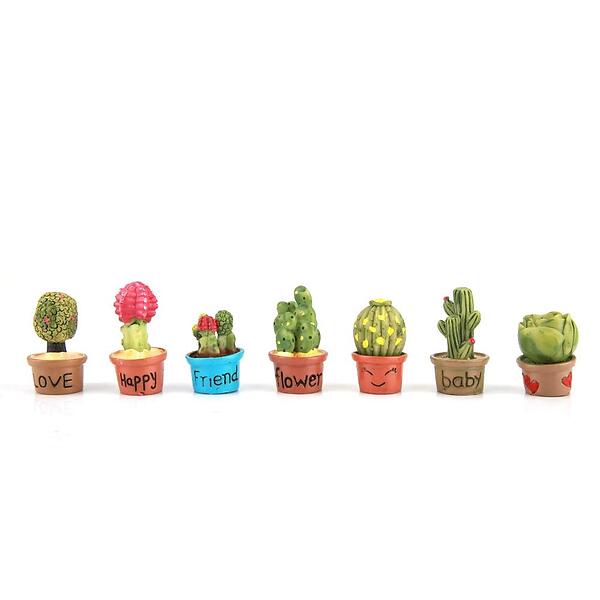 Garden Fdit 7 Pcs Miniature Ornaments Tiny Cactus Mi ...